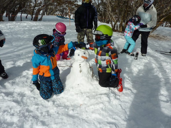 building snowmen at perisher