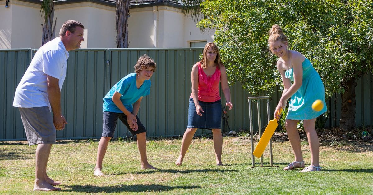 backyard cricket game in Australia.